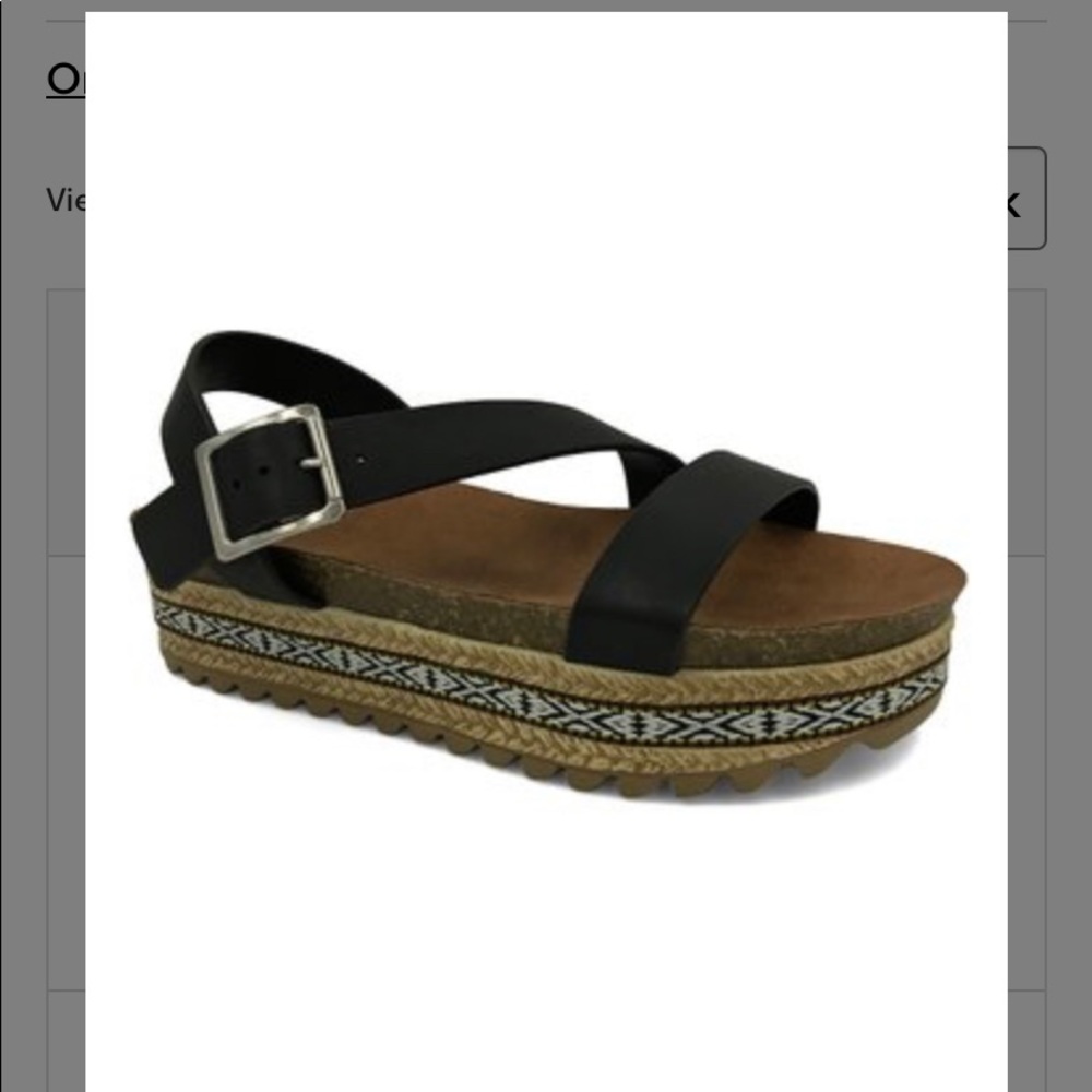 Black Wedge Ankle-Strap Sandal, Size 10